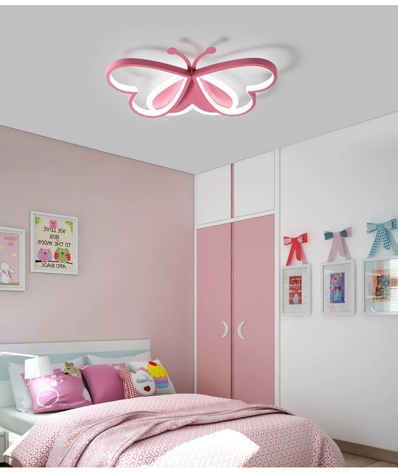 Pink Butterfly Close To Ceiling Lighting Cartoon LED Acrylic Ceiling Light Fixture
