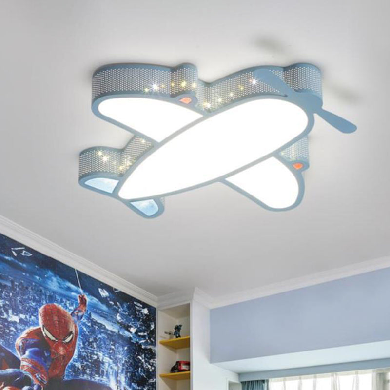 Acrylic Airplane Flush Mount Ceiling Light Contemporary LED Flushmount Ceiling Lamp in Blue