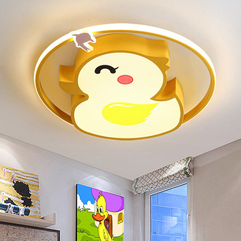 Canard Flush Mount Lighting Fixture Modern Style Acrylique Yellow Flushmount Ceiling Lamp