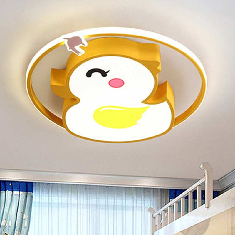 Duck Flush Mount Lighting Fixture Modern Style Acrylic Yellow Flushmount Ceiling Lamp