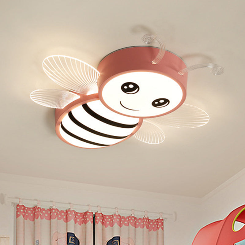 Metal Bee Flush Mount Ceiling Lighting Fixture Kids Style LED Close To Ceiling Lamp