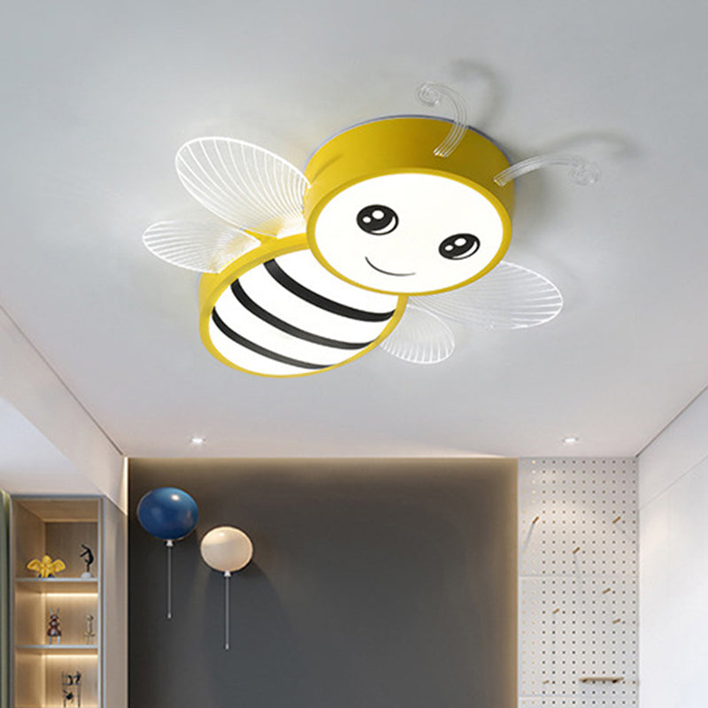Metal Bee Flush Mount Ceiling Lighting Fixture Kids Style LED Close To Ceiling Lamp