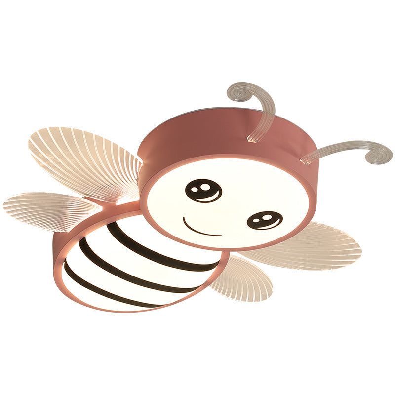 Metal Bee Flush Mount Ceiling Lighting Fixture Kids Style LED Close To Ceiling Lamp