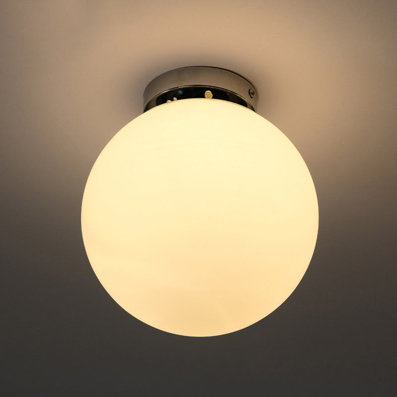 Plafonnier encastré pour allée sphérique, luminaire moderne en verre blanc