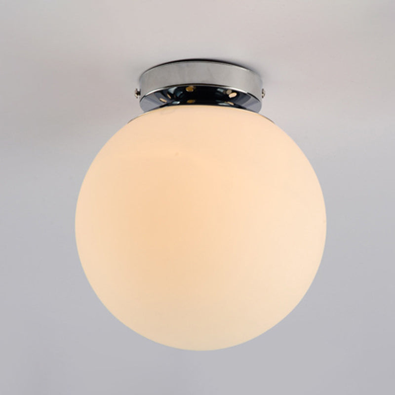 Plafonnier encastré pour allée sphérique, luminaire moderne en verre blanc