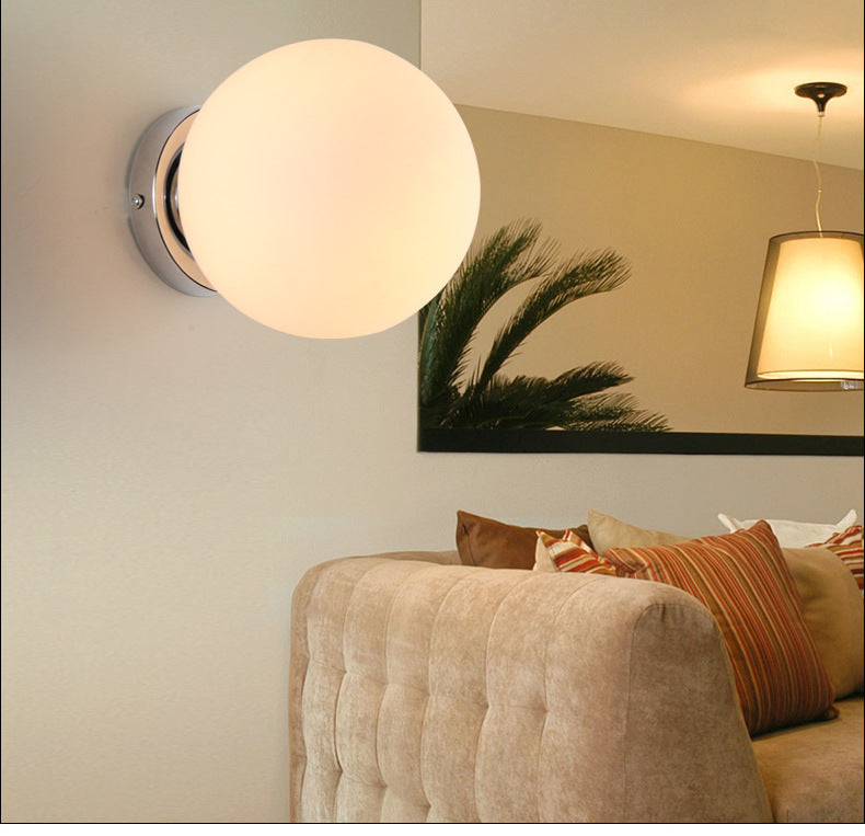 Plafonnier encastré pour allée sphérique, luminaire moderne en verre blanc