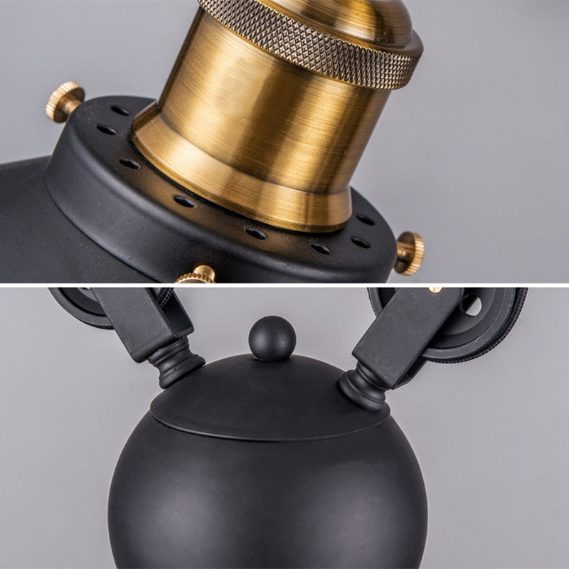 3 Lights Metal Pulley Island Pendant Lighting Industrial Black Cone Shade Island Lamps