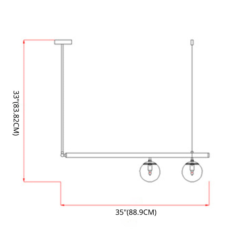 Modern Minimalism Gold Metal Linear Island Pendant Lighting Globe Glass Island Ceiling Light for Living Room