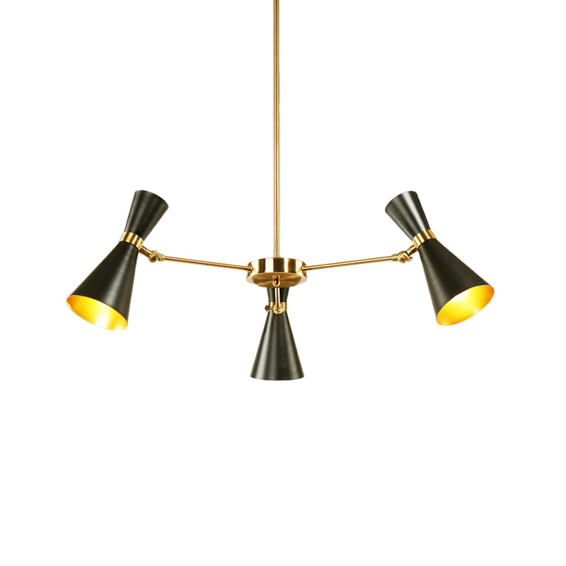 Modern Flared Iron Chandelier Pendant 3/6/8 Lights Ceiling Light in Black for Living Room