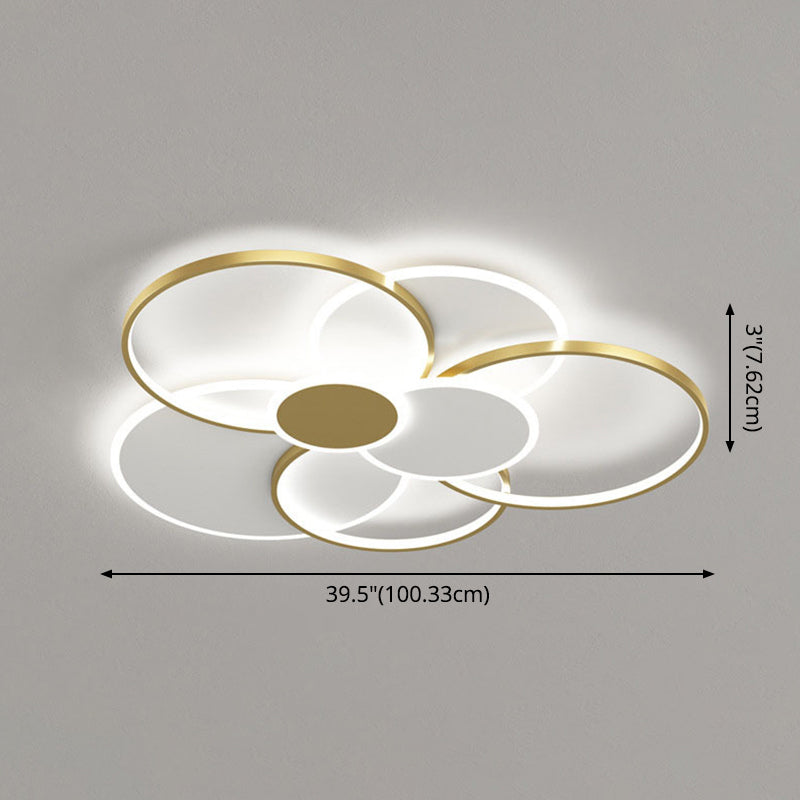 Multi-ring inbouw plafondverlichtingsarmaturen Moderne metalen plafondmontage kroonluchter voor woonkamer