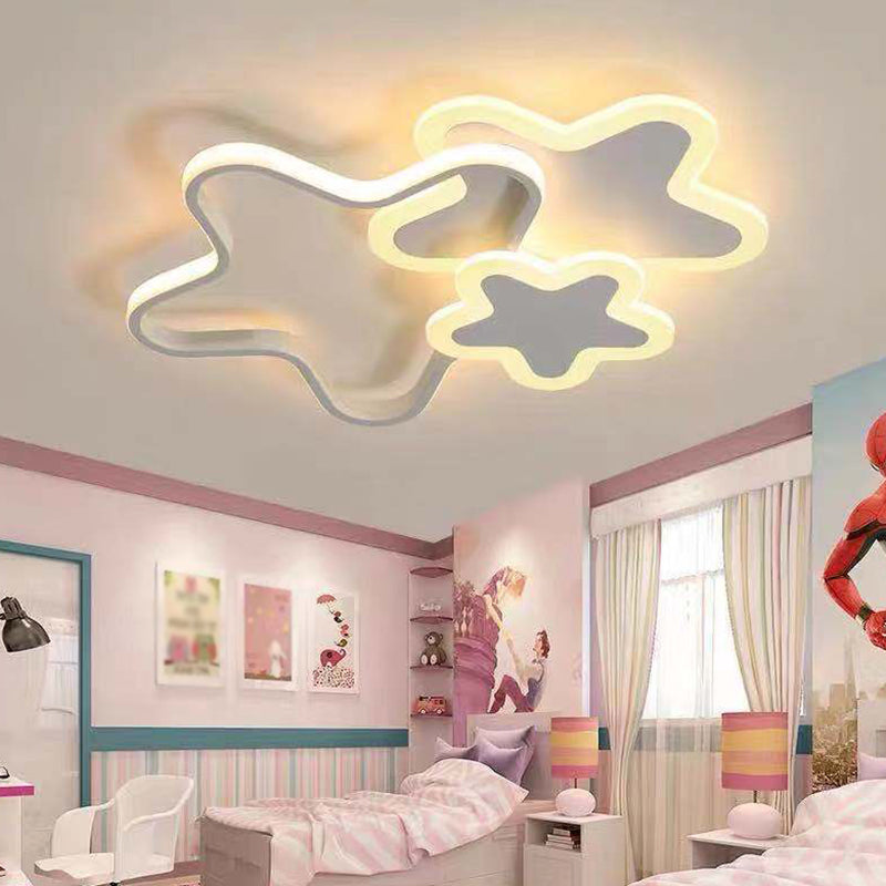 Star Flush Mount Verlichting 1 Licht Acryl Cartoon Flush plafond lichte armaturen voor meisjes slaapkamer