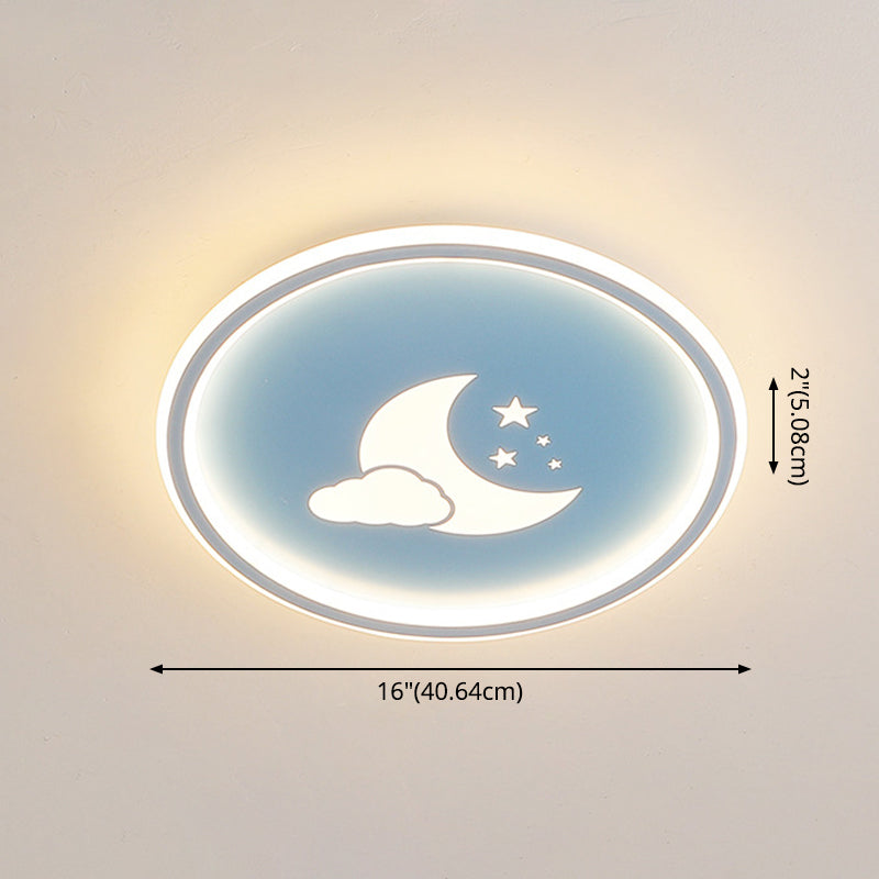 Lámparas de luz de Luna y estrella 1 lámparas modernas de techo de dormitorio incorporadas de metal ligero