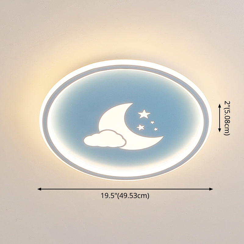 Lámparas de luz de Luna y estrella 1 lámparas modernas de techo de dormitorio incorporadas de metal ligero