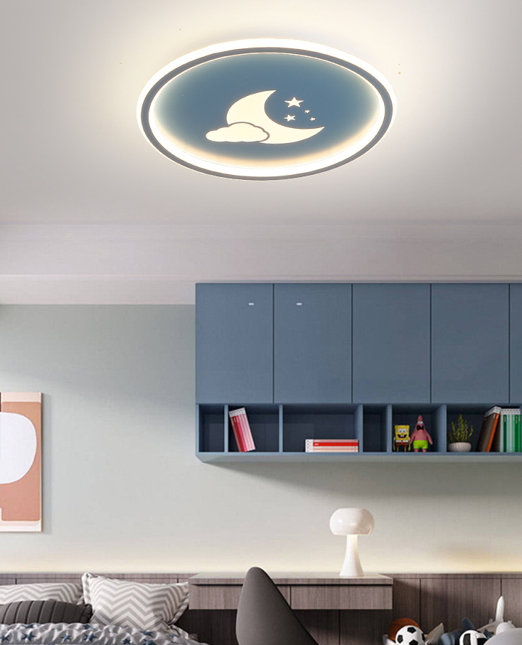 Lámparas de luz de Luna y estrella 1 lámparas modernas de techo de dormitorio incorporadas de metal ligero