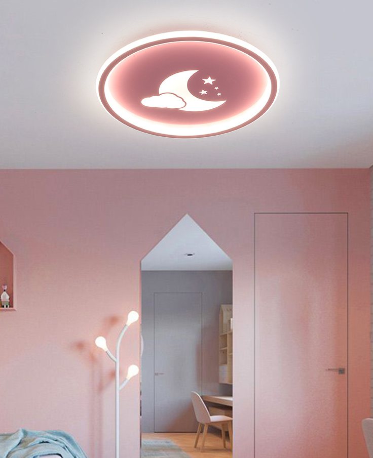 Lámparas de luz de Luna y estrella 1 lámparas modernas de techo de dormitorio incorporadas de metal ligero