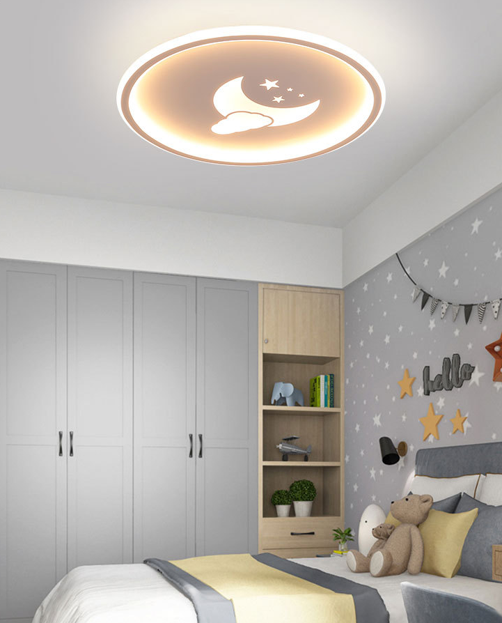 Lámparas de luz de Luna y estrella 1 lámparas modernas de techo de dormitorio incorporadas de metal ligero