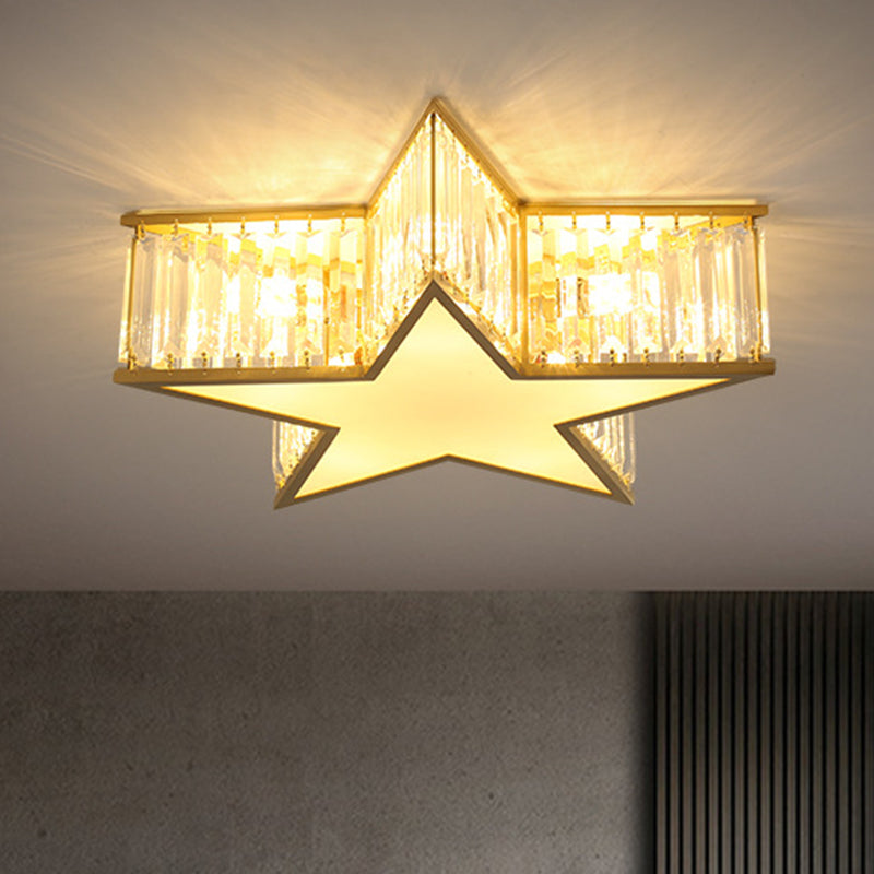 Pentagram Flush Mount Light Fixtures 1 Light Crystal Contemporary Ceiling Lights Flush Mount