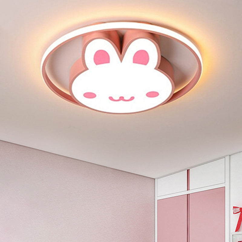 Rabbit Flush Light Fixtures 1 Light Metallic Cartoon Flush Mount Ceiling Light Fixture
