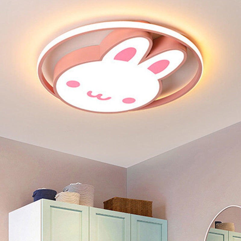 Rabbit Flush Light Fixtures 1 Light Metallic Cartoon Flush Mount Ceiling Light Fixture