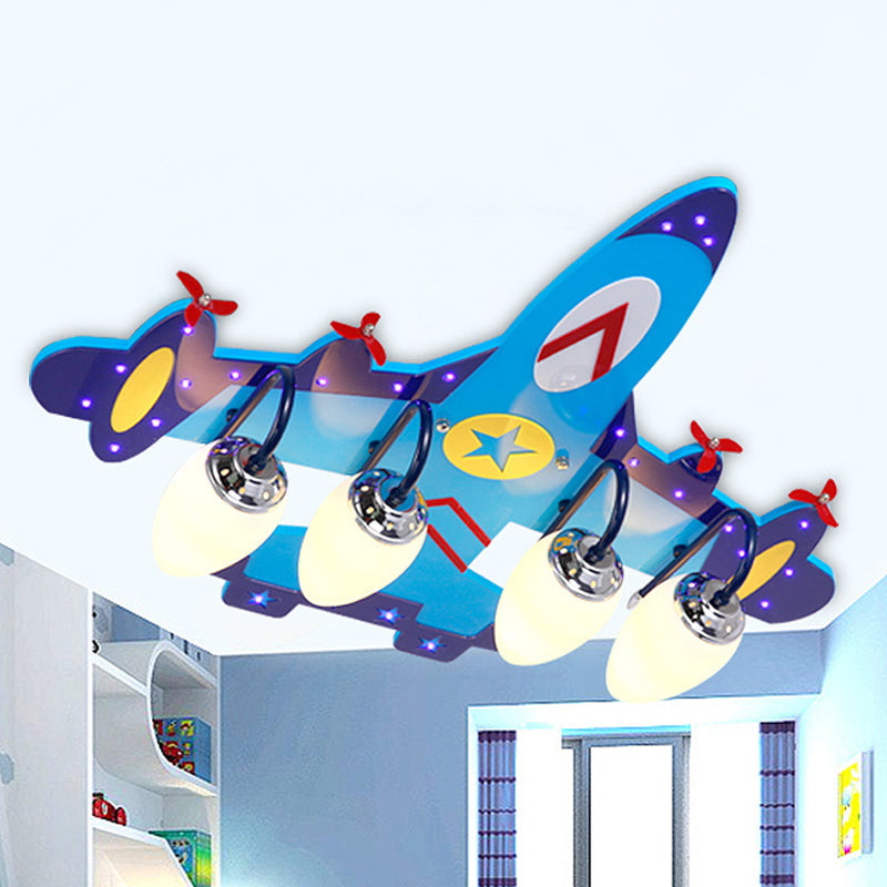 Airplane Flush Mount Ceiling Light Cartoon Glass Ceiling Mount Chandelier for Bedroom