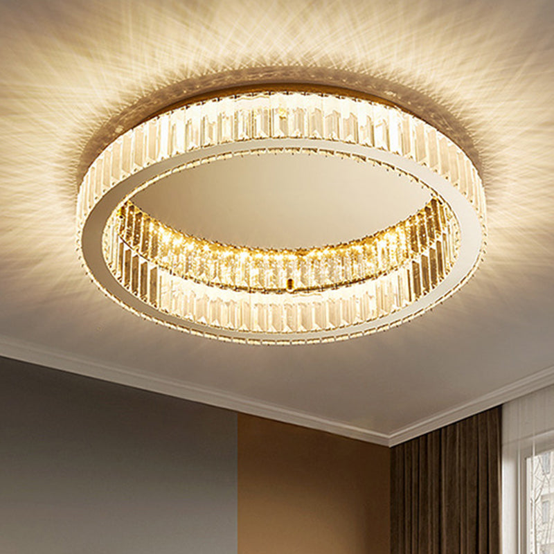 Circle Flush Mount Ceiling Light Fixtures Modern Crystal Ceiling Mount Chandelier for Living Room