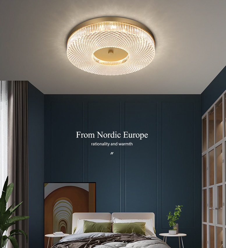 Round Flush Mount Light Fixtures Ultra-Contemporary Crystal Ceiling Light Fixtures for Bedroom