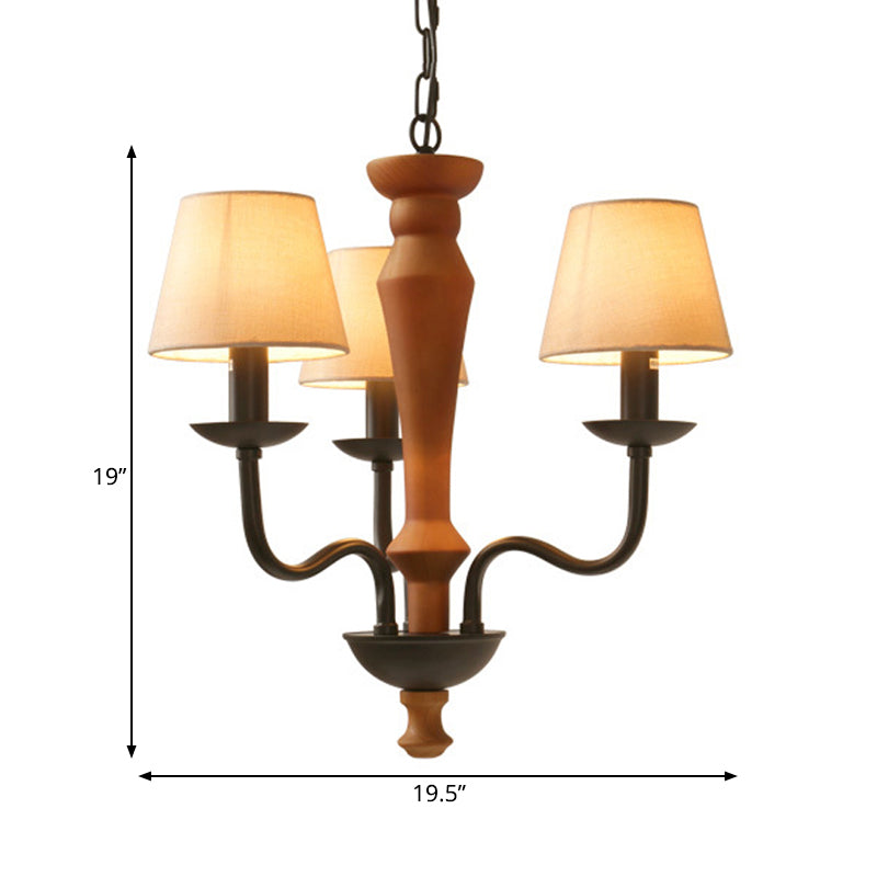 Tapered Living Room Pendant Chandelier Vintage Fabric 3/8 Lights Green/Beige Ceiling Suspension Lamp