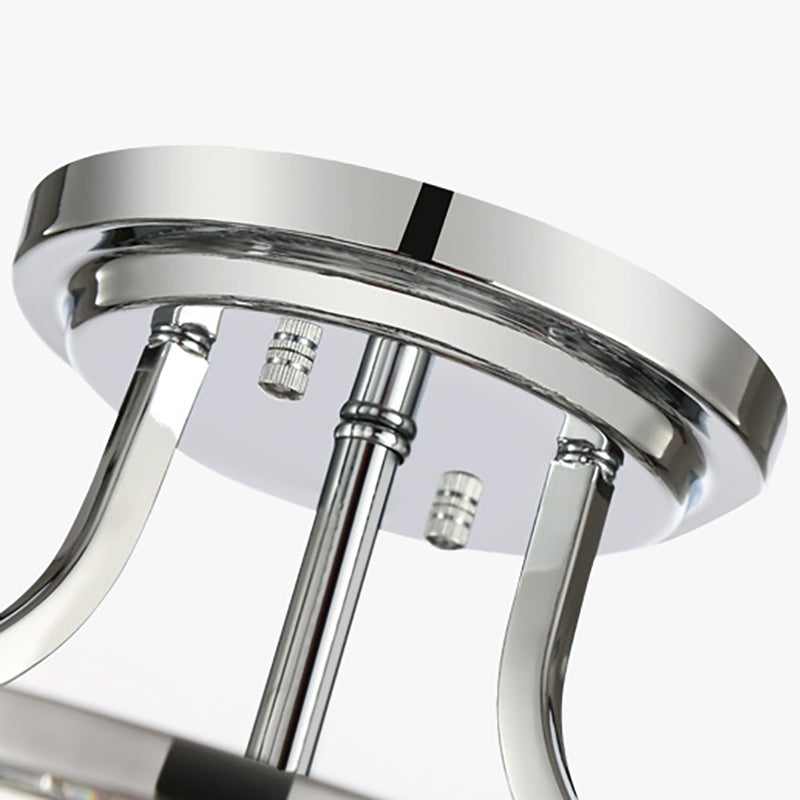Lumière de plafond de tambour à cristal clair 4 lumières modernisme Polied chrome semi-flushmount