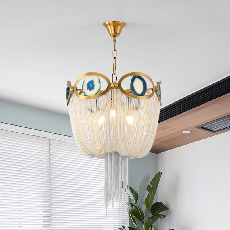 Chain Metal Empire Kronleuchter Beleuchtung modernistischer nordischer Stil 3 Lichter Gold Hanging Leuchte