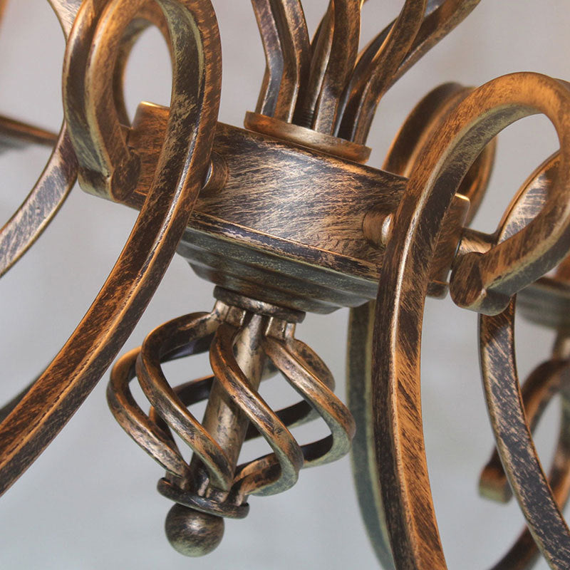 6 Leuchten geschwenkte Arm Kronleuchter Lampe Vintage Bronze Metall Suspension Beleuchtung für Esszimmer
