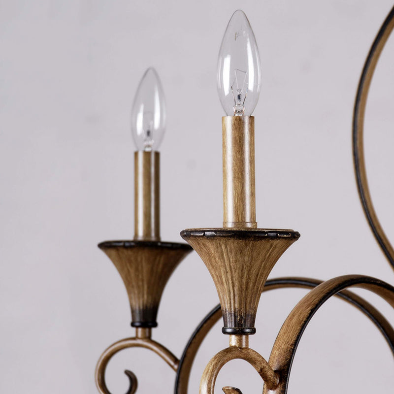 Metalen houten hanglampverlichting wervelde arm 5 lichten platteland kroonluchter lamp