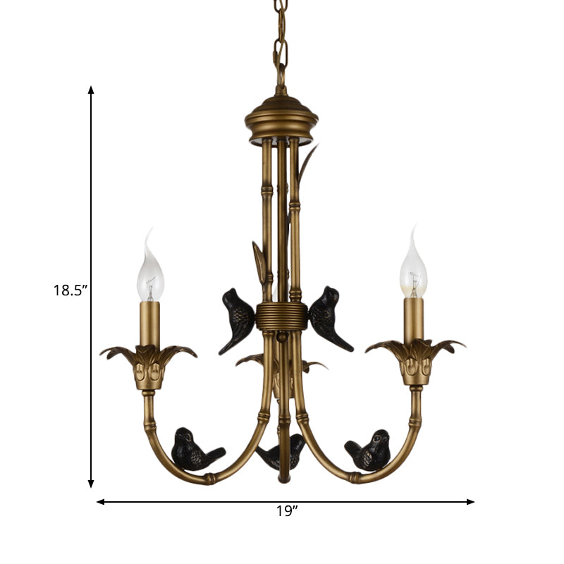 3/6/8 Lights Candelabra Ceiling Chandelier Rustic Brass Metal Pendant Lighting for Living Room