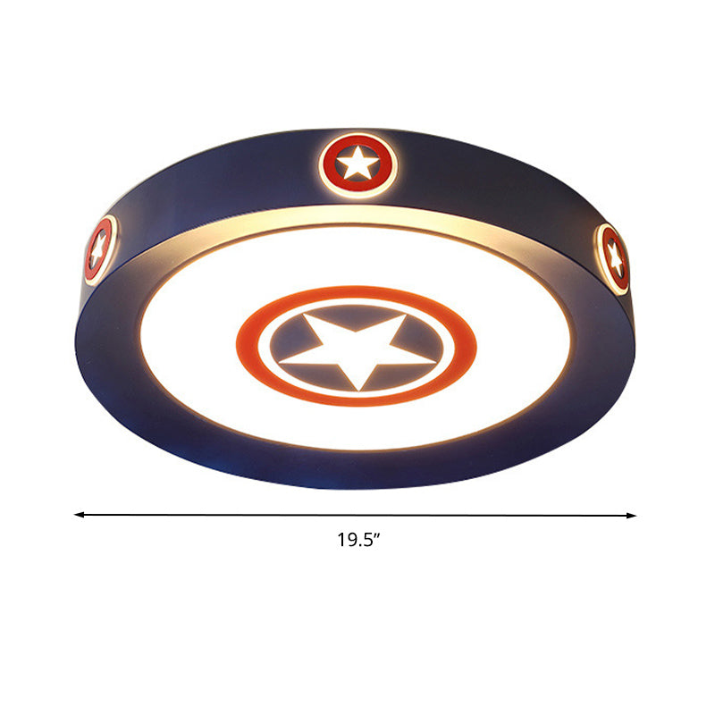 Acrylic Round Ceiling Light Kids 16"/19.5" W LED Blue Flush Mount Light in Warm/White/3 Color Light for Bedroom