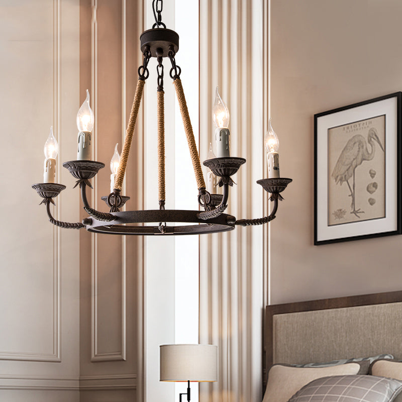6/8/12 Lichter Wagon Rad Kronleuchter Beleuchtung Klassische Rostmetall -Pendelleuchte für Esszimmer