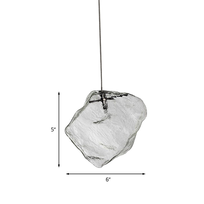 Ice Hanging Ceiling Light Minimalist Clear Glass 1 Light Dinging Room Pendant Lamp