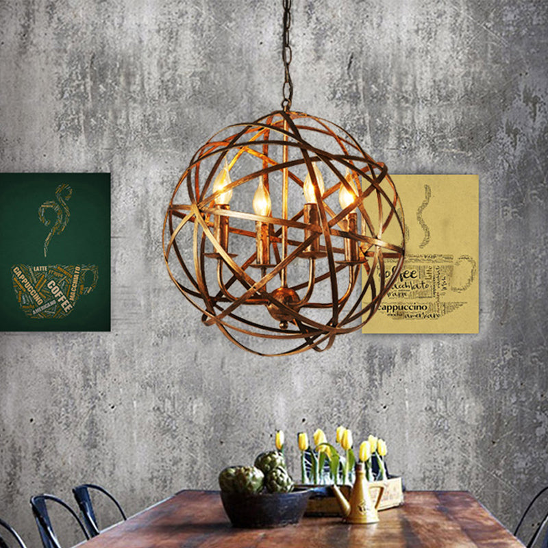 Globe Esszimmer hängen leichte traditionelle Metall 4 Lichter Messing Deckenkraut