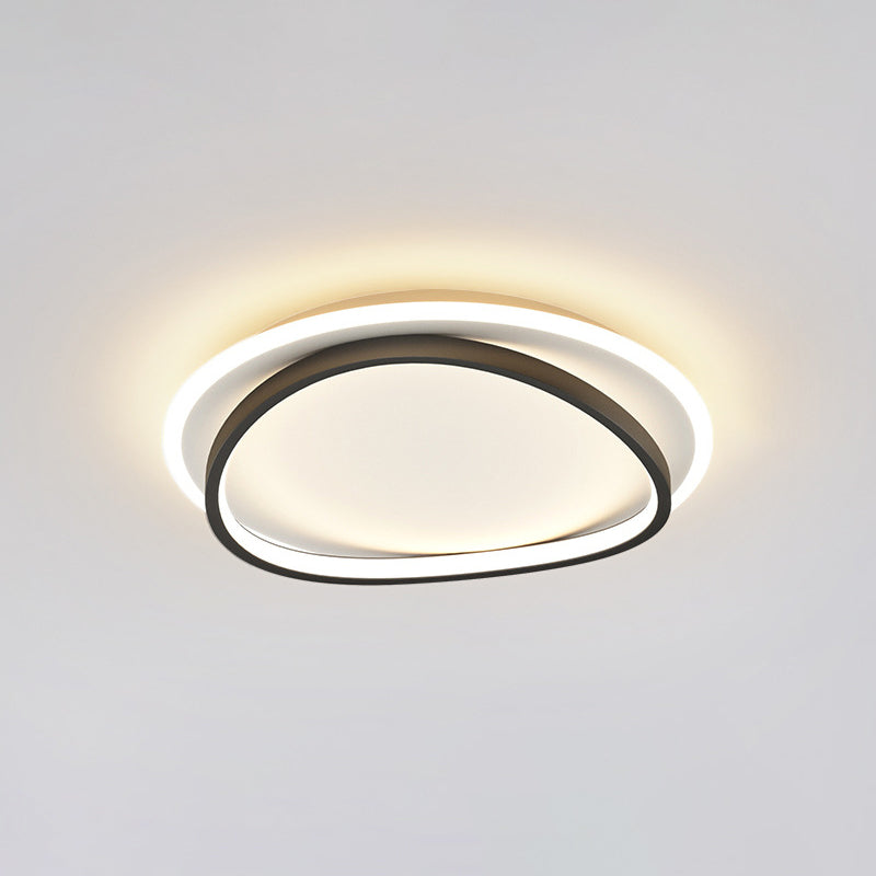 Modern Minimalist Double Round Flush Mount Light Metal LED Bedroom Flush Ceiling Light