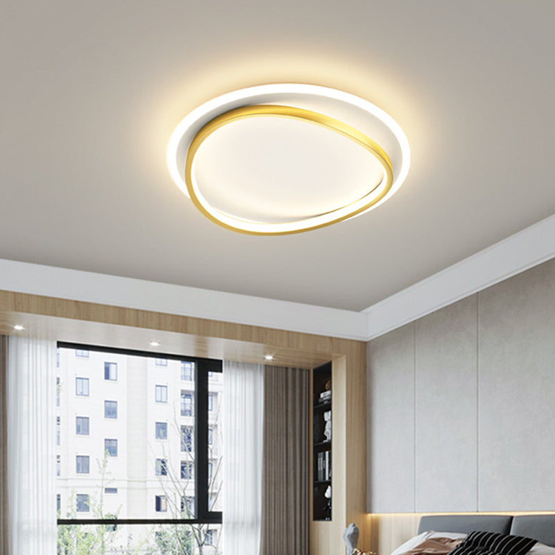 Modern Minimalist Double Round Flush Mount Light Metal LED Bedroom Flush Ceiling Light
