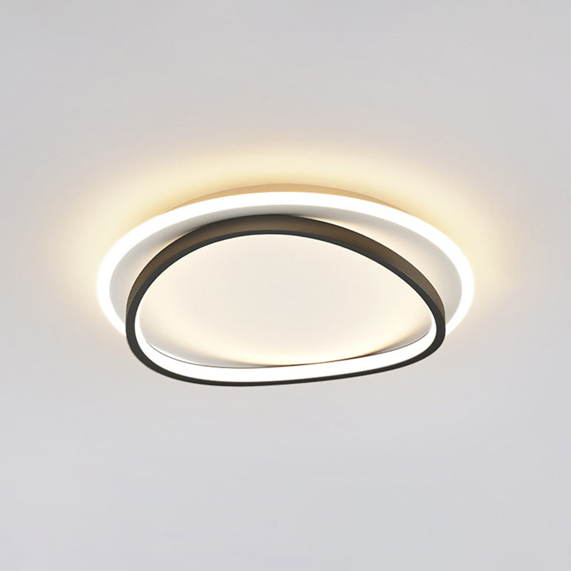 Modern Minimalist Double Round Flush Mount Light Metal LED Bedroom Flush Ceiling Light