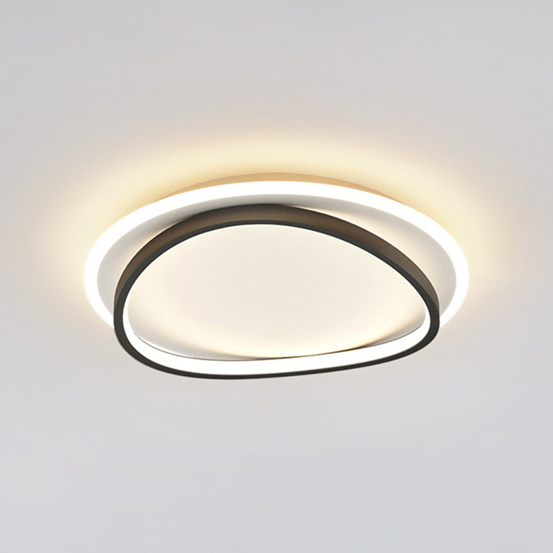 Modern Minimalist Double Round Flush Mount Light Metal LED Bedroom Flush Ceiling Light