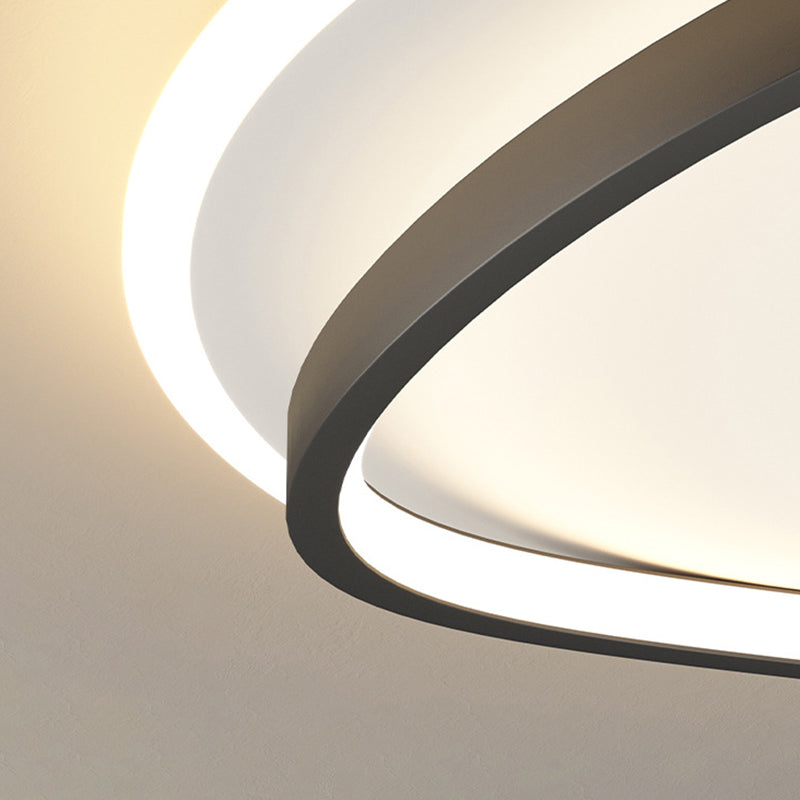 Modern Minimalist Double Round Flush Mount Light Metal LED Bedroom Flush Ceiling Light
