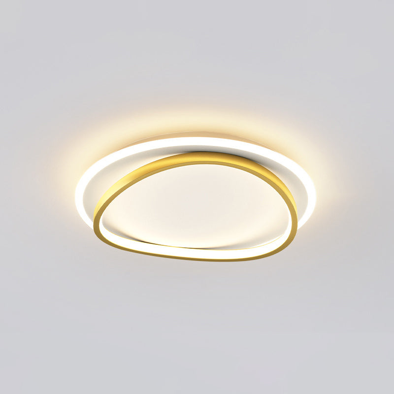 Modern Minimalist Double Round Flush Mount Light Metal LED Bedroom Flush Ceiling Light