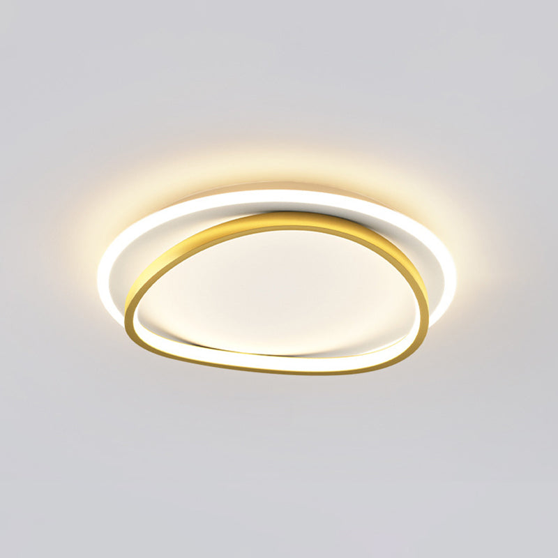 Modern Minimalist Double Round Flush Mount Light Metal LED Bedroom Flush Ceiling Light