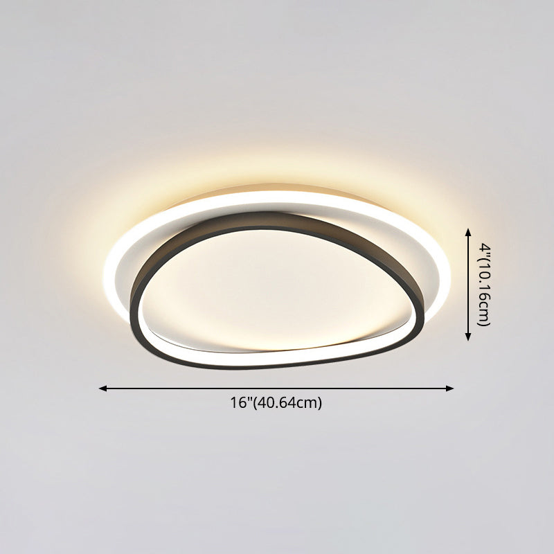 Modern Minimalist Double Round Flush Mount Light Metal LED Bedroom Flush Ceiling Light