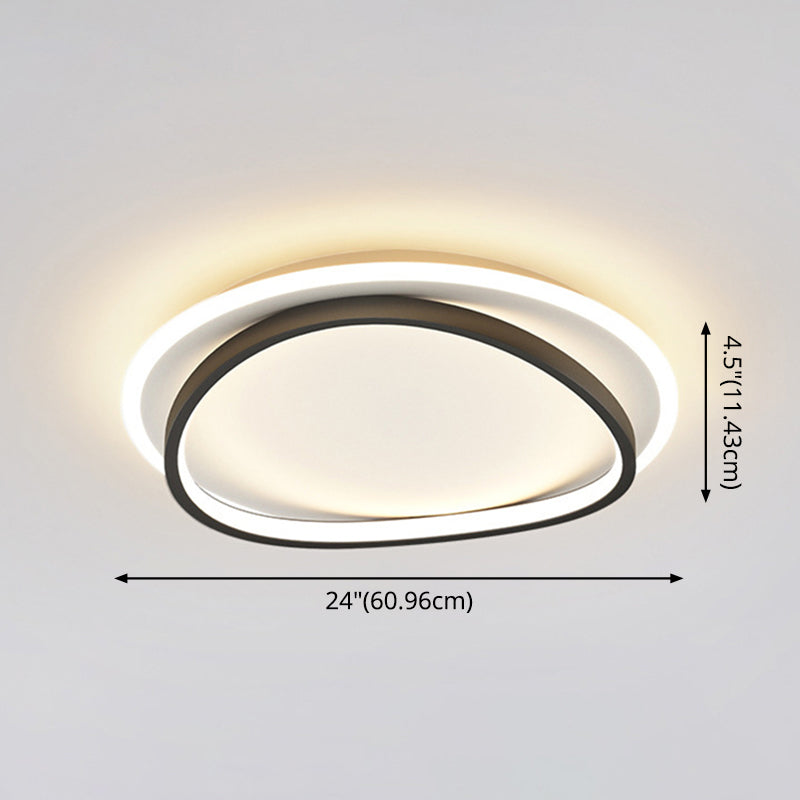 Modern Minimalist Double Round Flush Mount Light Metal LED Bedroom Flush Ceiling Light