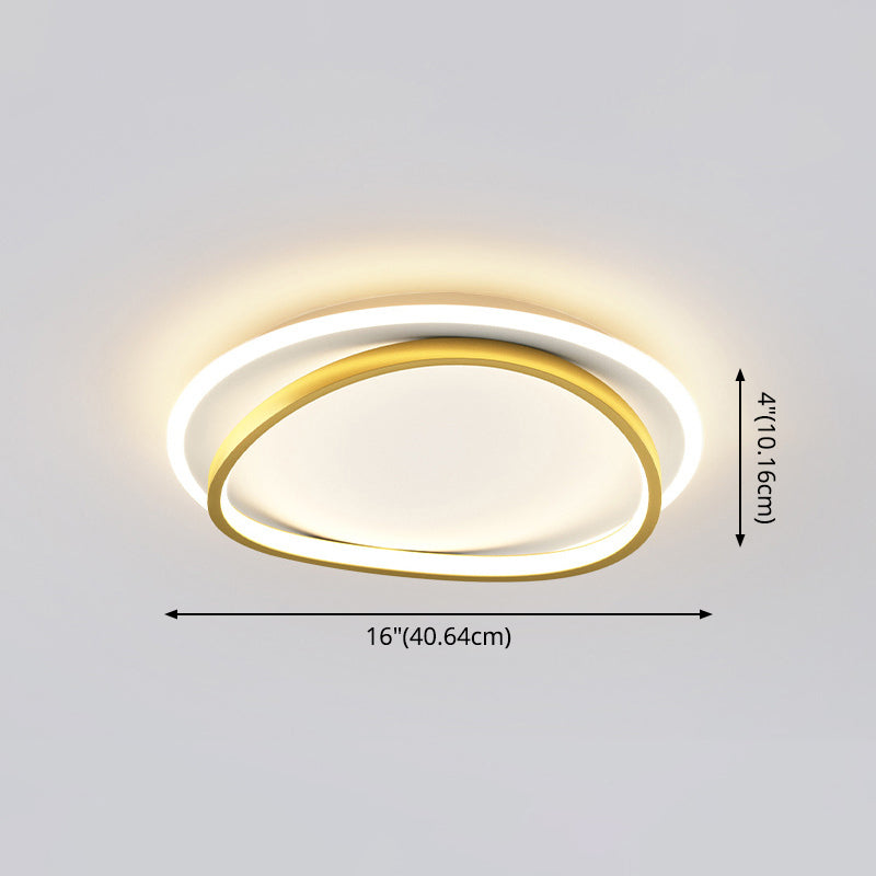 Modern Minimalist Double Round Flush Mount Light Metal LED Bedroom Flush Ceiling Light