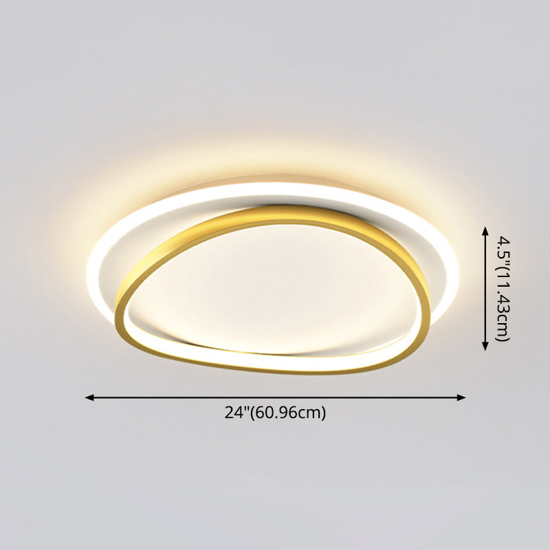 Modern Minimalist Double Round Flush Mount Light Metal LED Bedroom Flush Ceiling Light