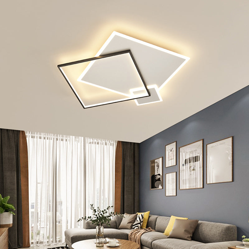 Concise Modern LED  Flush Mount Chandelier Metal Multi Quadrate Flush Light for Living Room