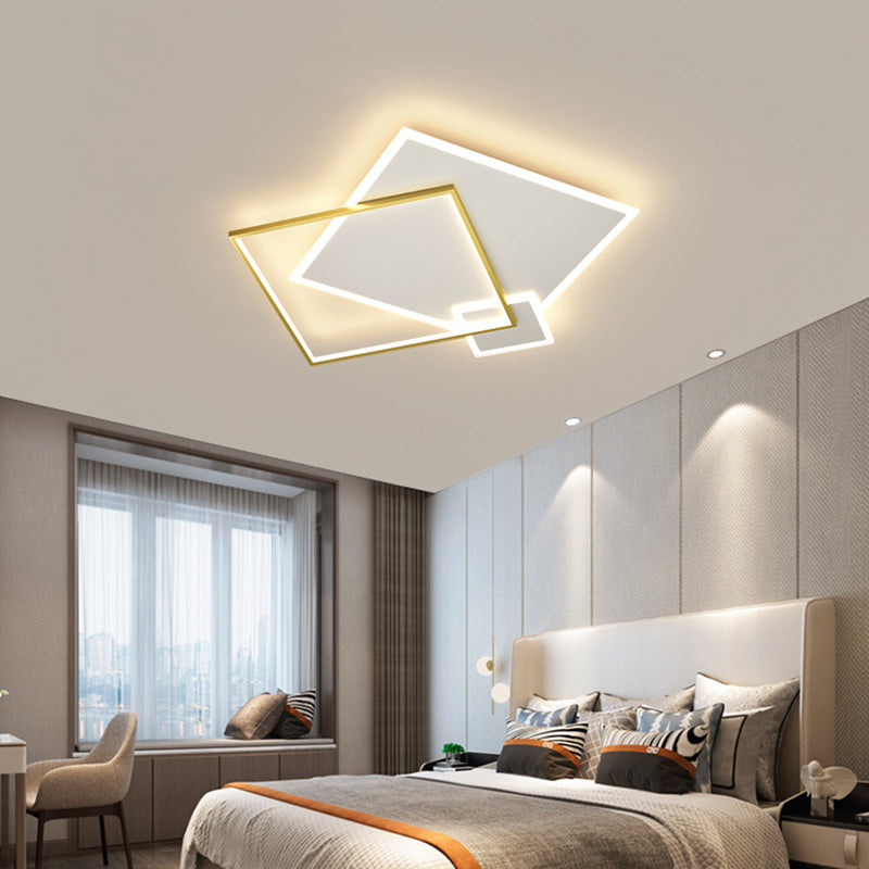 Concise Modern LED  Flush Mount Chandelier Metal Multi Quadrate Flush Light for Living Room