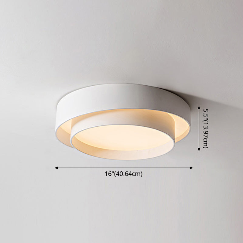 White Metal Circular Flush mount Ceiling Lamp Nordic Style LED Flush Mount Lighting for Bedroom